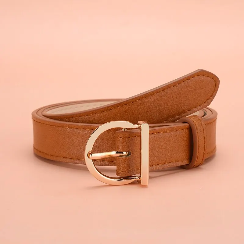 Women\'s Belt Fashion Pin Buckle Thin Belt Genuine Luxury Soft Belt Women with Cargo Pants Jeans Windproof Belt PU Leather Belt