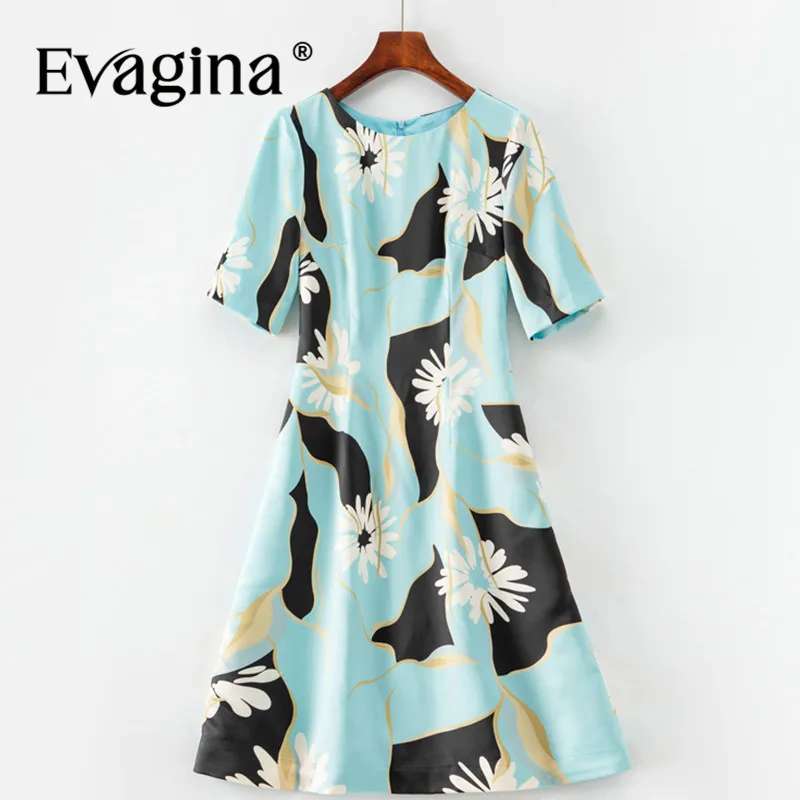 

Evagina Fashion Summer Women's Dress Short-Sleeved Print Commuter Slim High-End Temperament Pencil Dresses