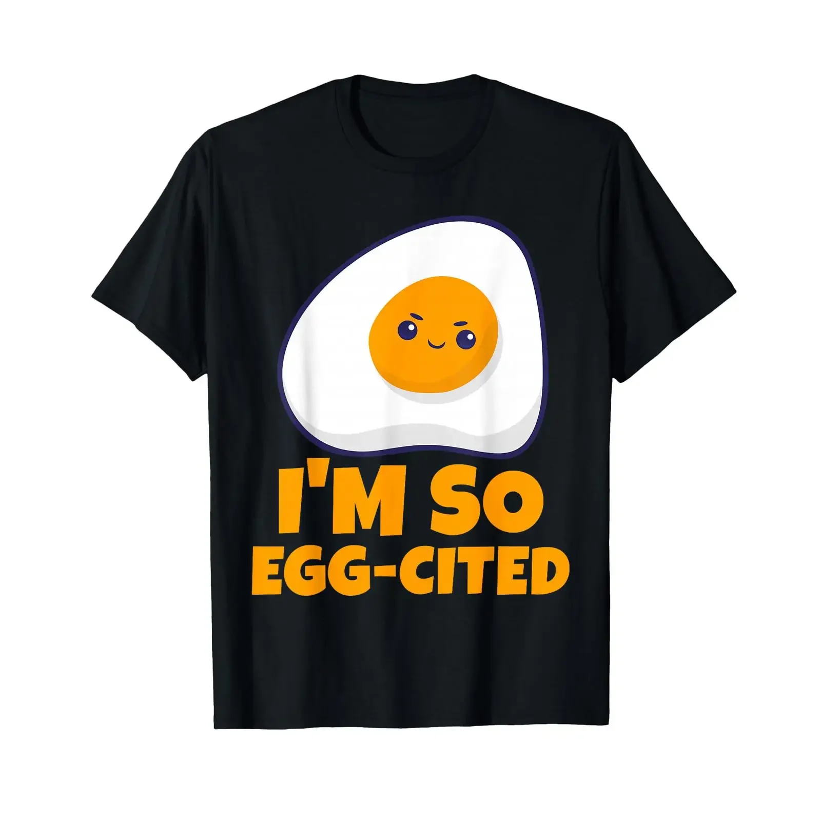 I'm so excited about the Egg Cited Funny Kids Pun T Shirt black vintage Washed streetwear Stretched Breathable designer clothes