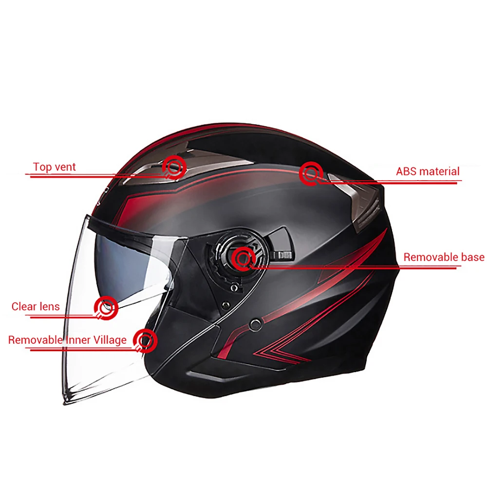 Casco Moto doppia lente Capacete De Moto Casco mezza faccia Cool Casco Moto Street Fashion Casco per uomo donna quattro stagioni