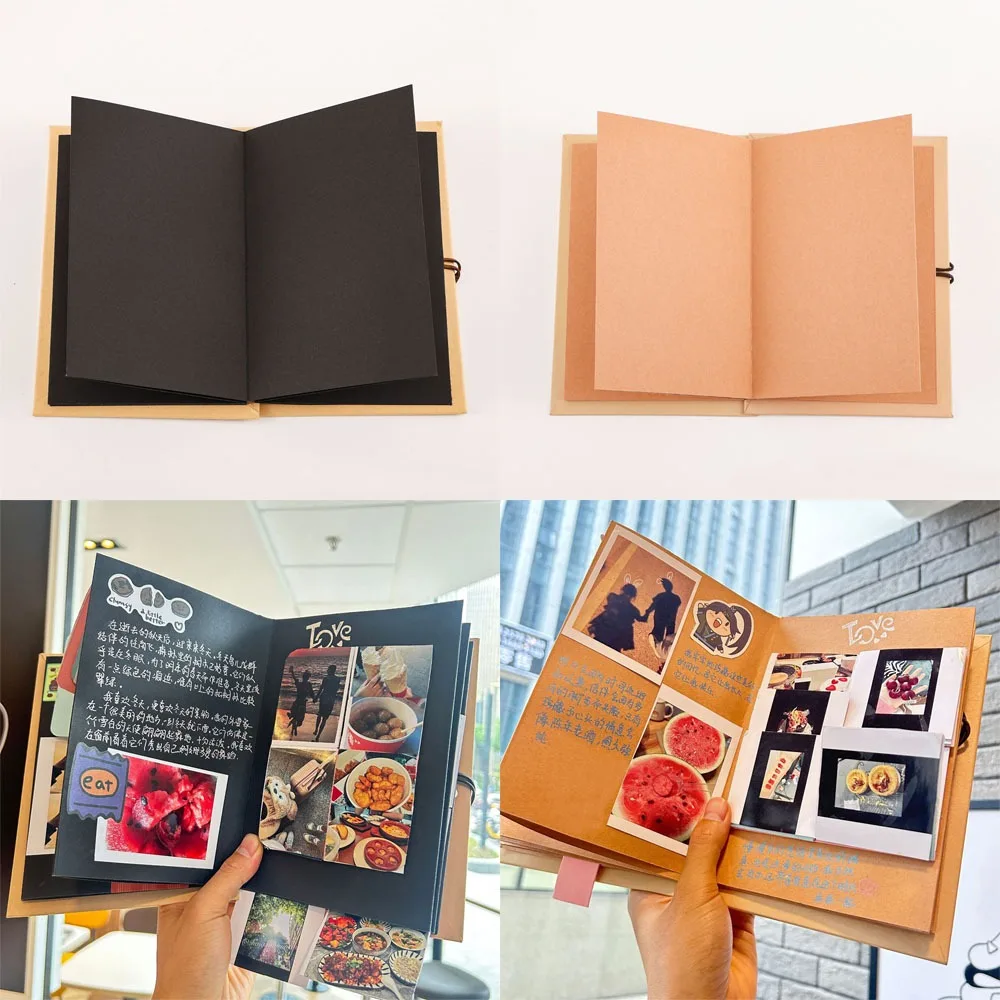 

Kraft Paper Accordion Photo Album Folding Type 16 Pages Idol Photo Card Holder Adhesive style Diy Photo Album Gifts