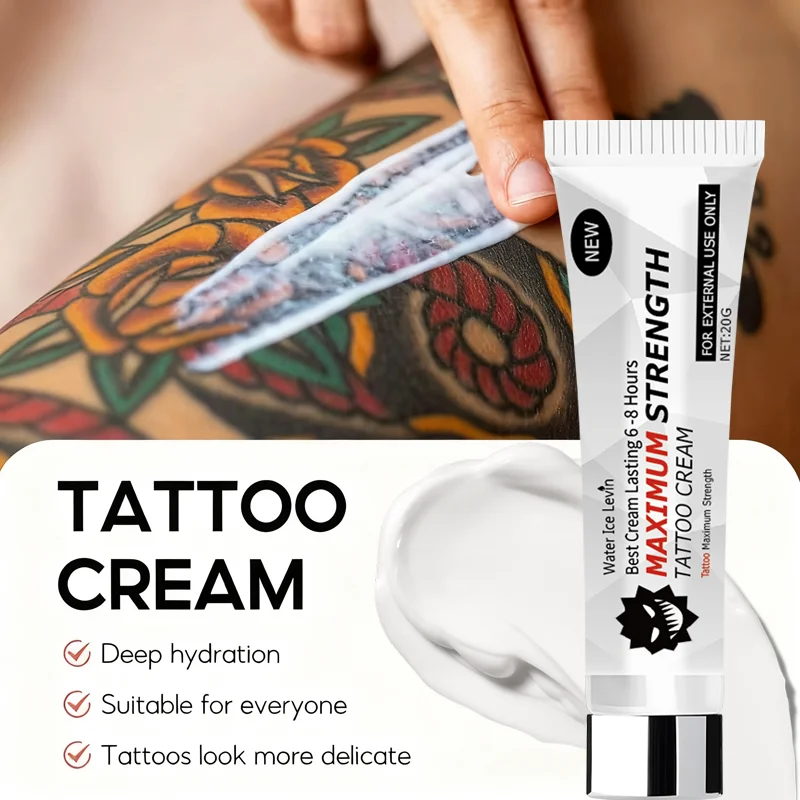 Maximum Strength Tattoo Cream - 6-8 Hour Moisturizing with Hyaluronic Acid & Aloe for New/Mature Tattoos