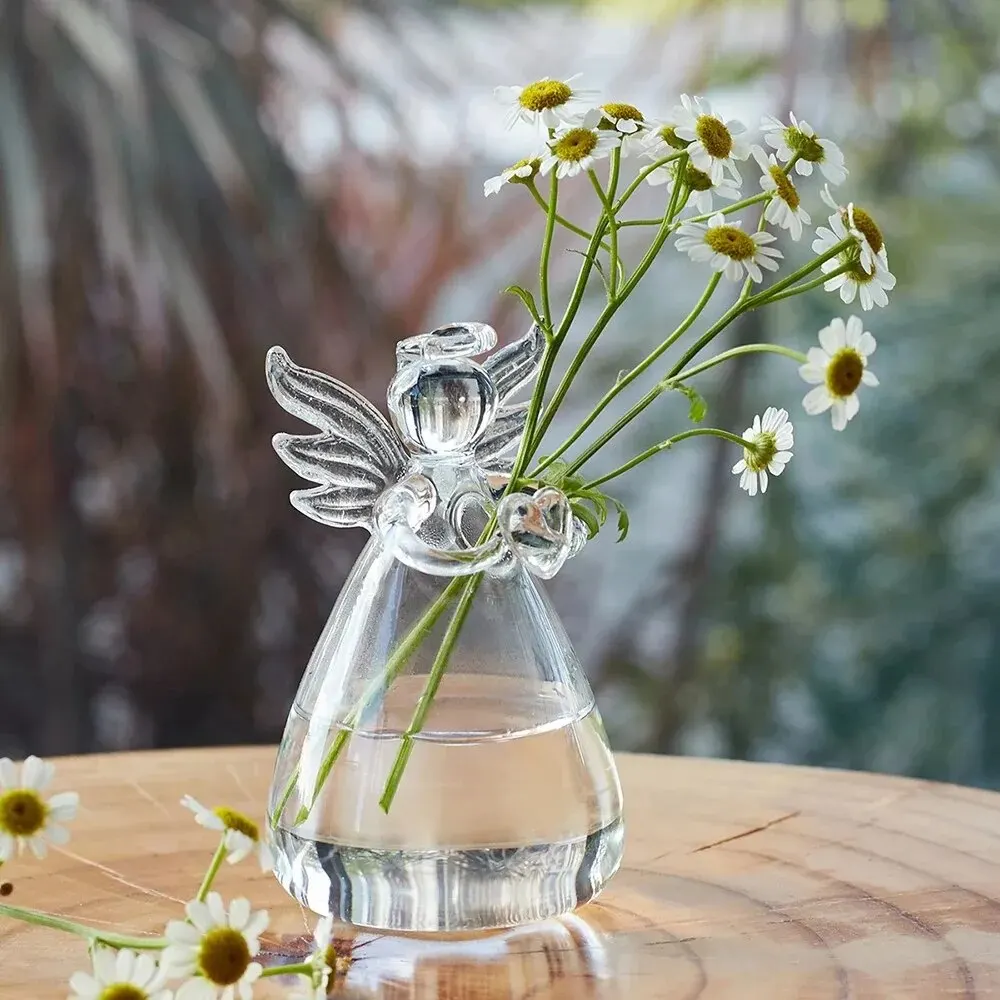 Transparent Angel Hydroponic Vase Home Decor Nordic Simple Living Room Study Table Accessories Desk Ornament Glass Flowerpot