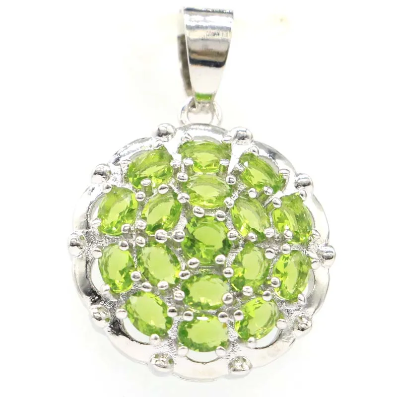 Buy 3 Get 1 Free 28x21mm Pretty Green Peridot White CZ Women Daily Wear Silver Pendant