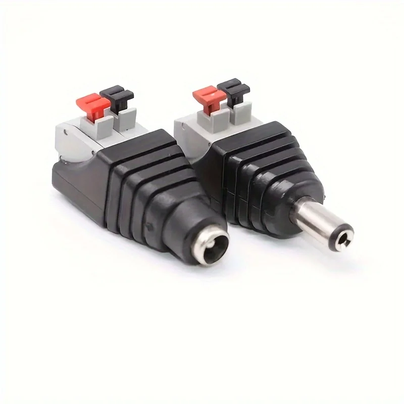 2.1mm x 5.5mm DC Power Male Female Clip Spring Connector Adapter Plug Cable Pressed connected for LED Strips 12V