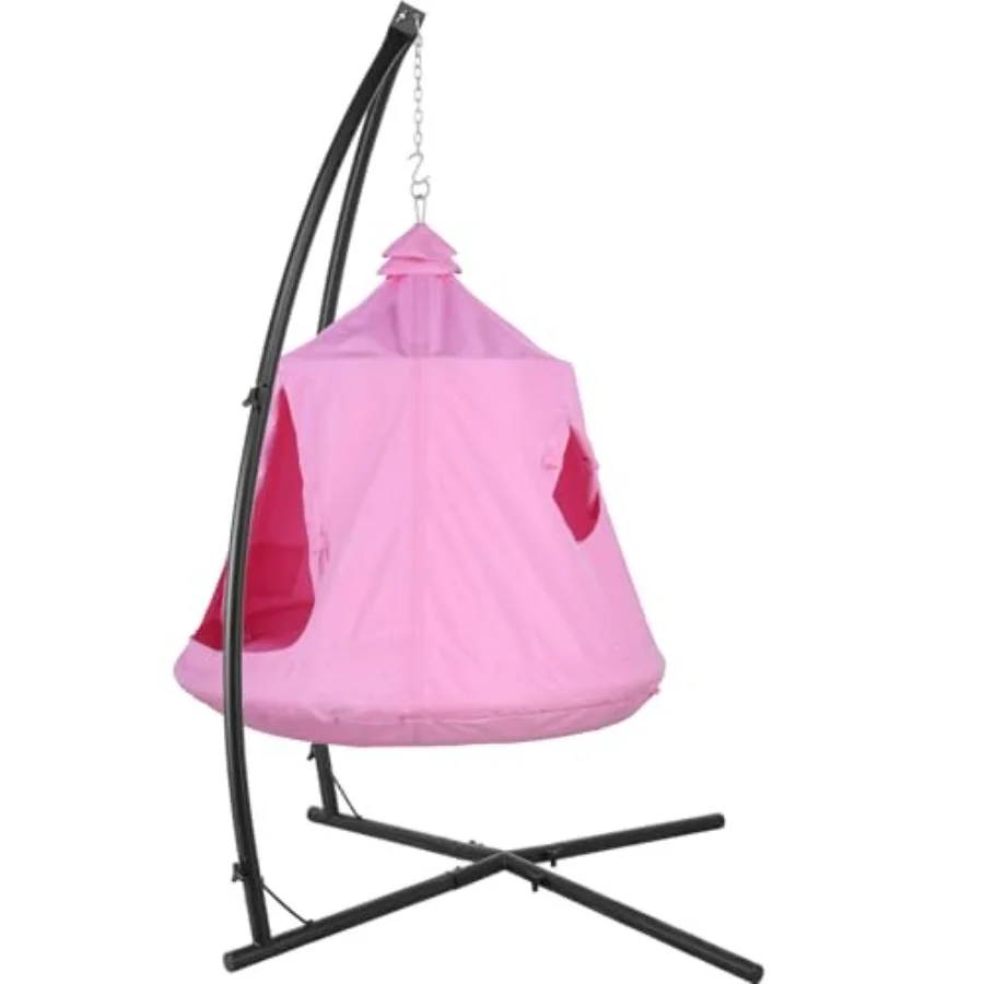 

X-Shaped Hanging Tree Tent with Swing Chair Hammock Stand Canopy featuring Steel Frame Indoor Outdoor Egg Basket Patio Seat wit