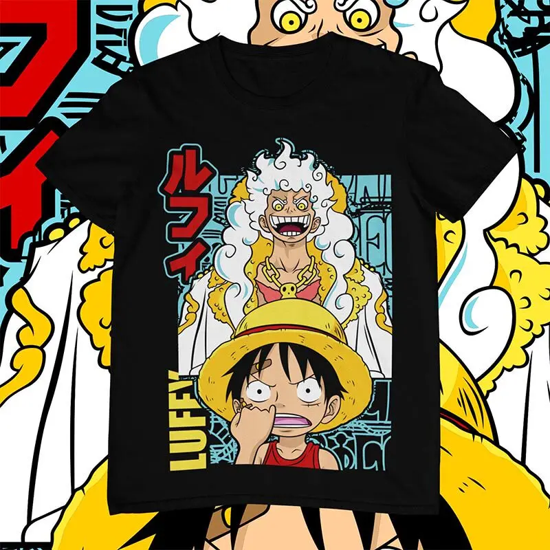 One Piece Nika Luffy's Fifth Gear bedrucktes T-Shirt für Herren und Damen, T-Shirt für Kinder und Eltern, T-Shirt für Jungen und Mädchen