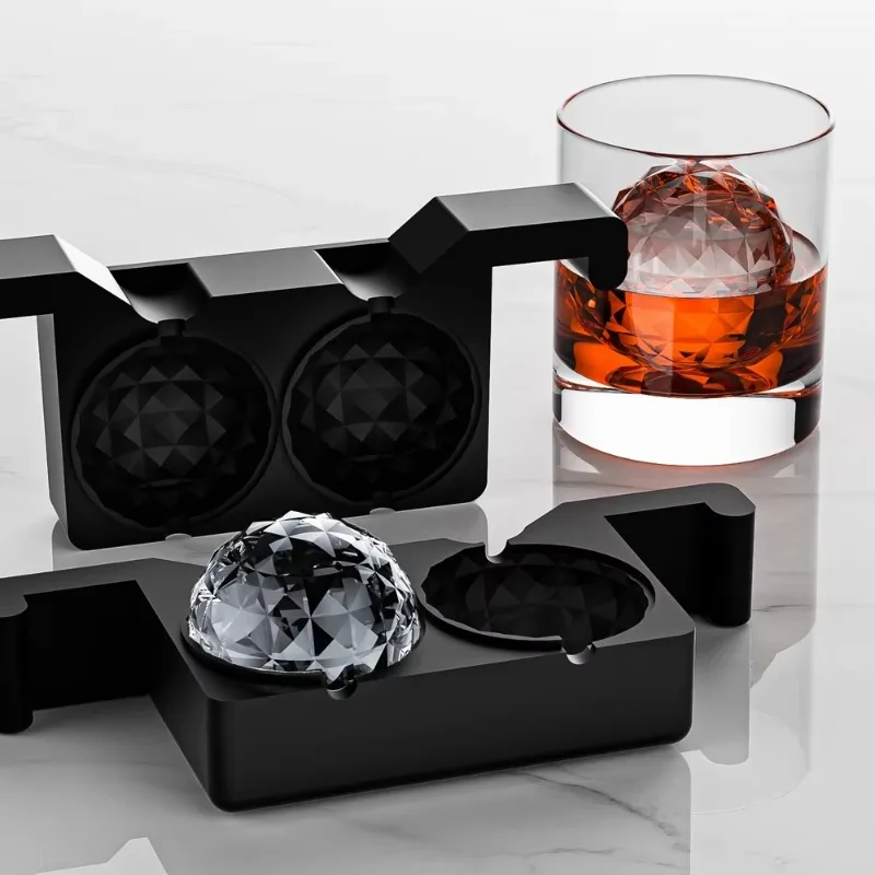 Wholesale Food Grade Big Ball Whiskey Ice Hockey Mould Slow Melt 2 Cavity Crystal Transparent Ice Hockey Machine
