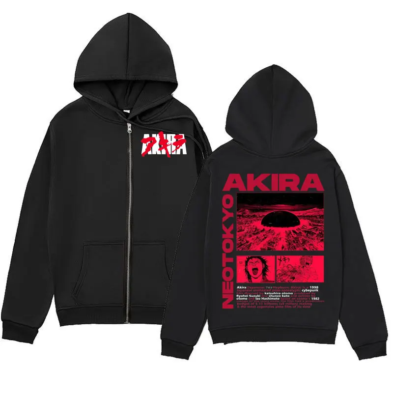 

Japanese Anime Akira Merch Zipper Hoodie Men Women Fashion Vintage Zip Up Pullovers High Quality Fleece Oversized Sweatshirts