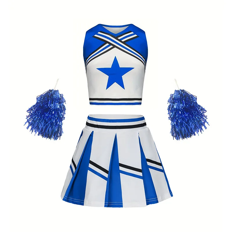 Costume da cheerleader donna ragazze concorso Cheerleaders rossi uniforme della squadra scolastica vestito di classe per costumi da ballo per bambini