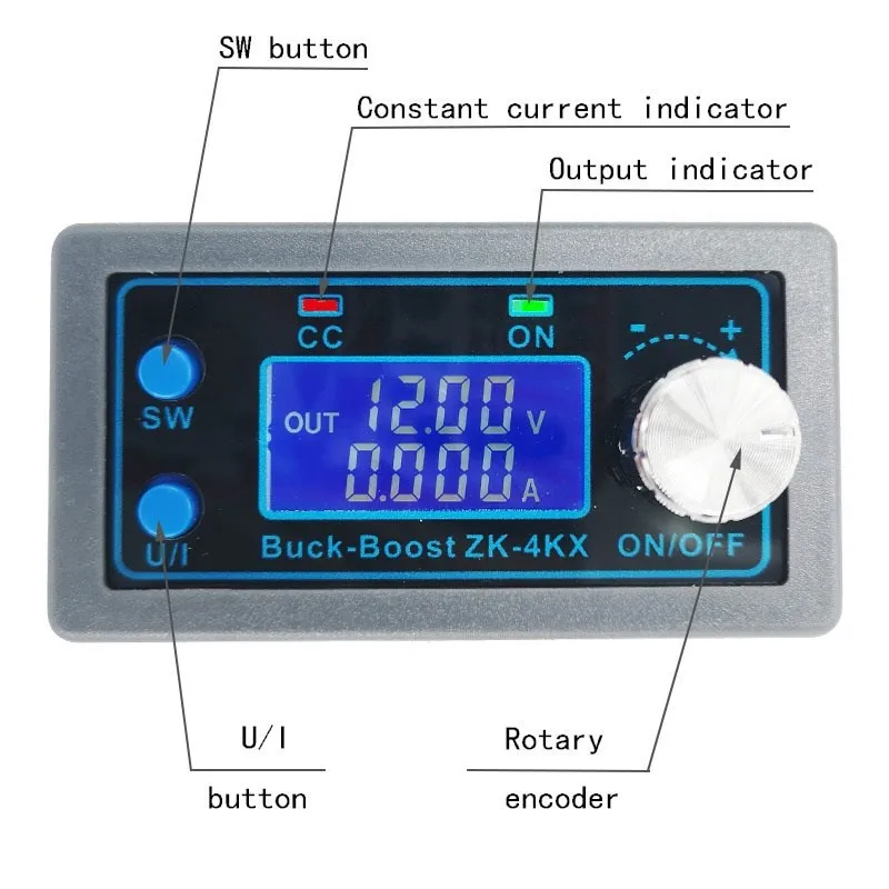 ZK-4KX DC DC Buck Boost Converter CC CV 0.5-30V 4A 5V 6V 12V 24V Power Module Adjustable Regulated laboratory power supply