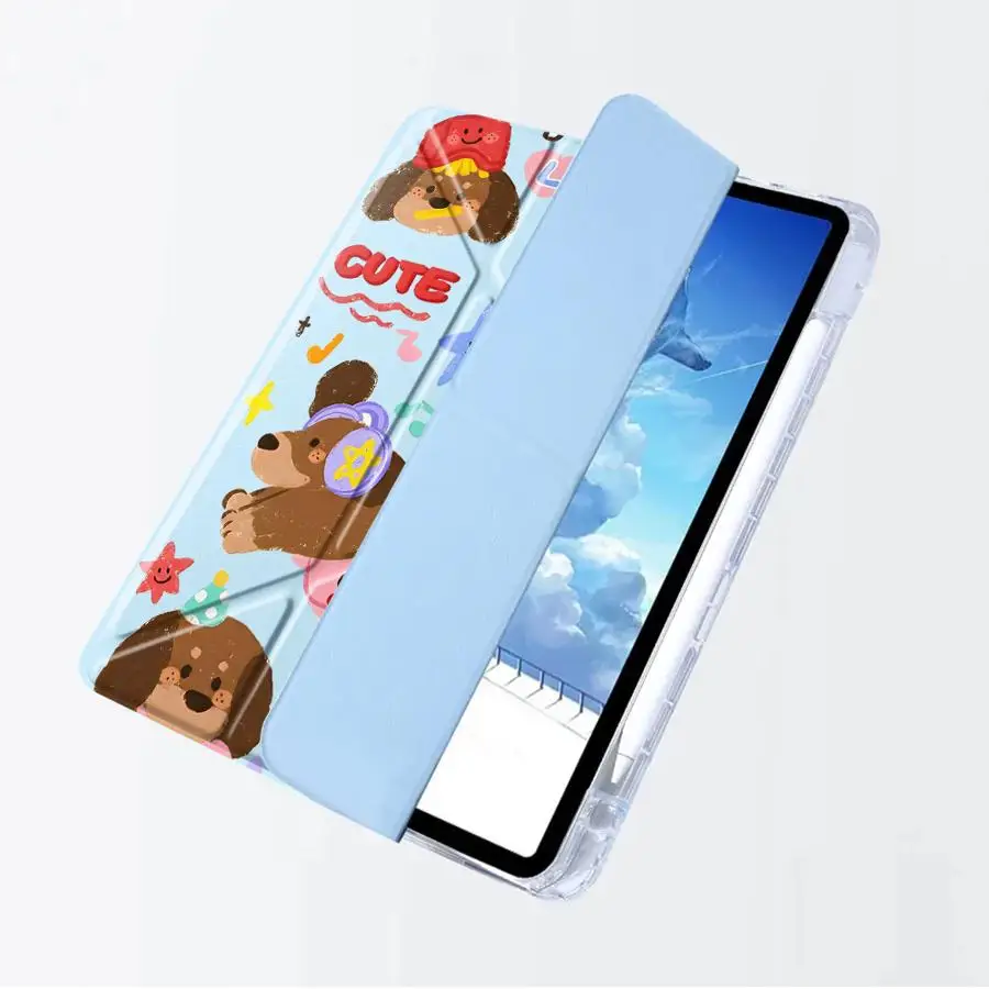 Cartoon Cute Dog Tablet Case For iPad Air 4 5 M3 M2 1 2 M4 11inch Pro 2025 Mini 6 7 Pro 11th 10th 9th 8th 7th 12.9inch Y-Fold