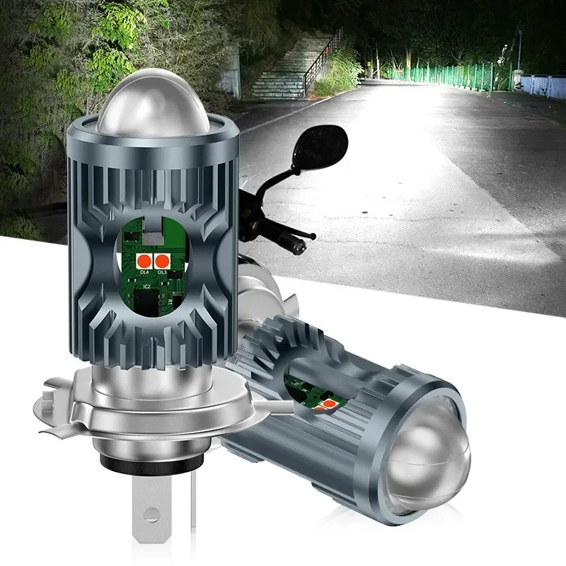 New 1Pcs Headlight P15D H6 BA20D H4 White Yellow Lens Spotlight Motorcycle Headlight LED Bulb Motorcycle High Low Beam Led Bulb