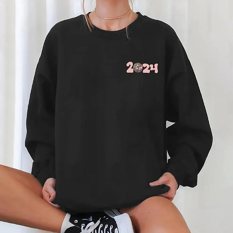 

Ladies Sweatshirt Fun 2024 Pattern Round Neck Drop Shoulder Long Sleeve Women's Sweatshirt Loose Casual Hoodie