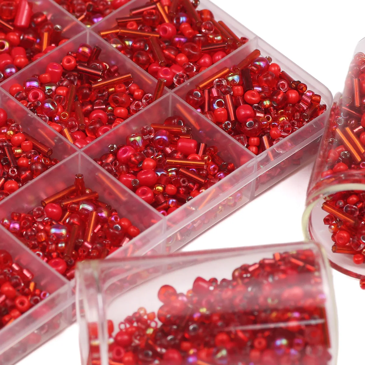 BTFBES 1000-3000 stücke Rot Farbe Glas Lose Abstand Perlen Für Schmuck Armband Halskette Schlüsselbund Eardrop Zubehör Machen DIY