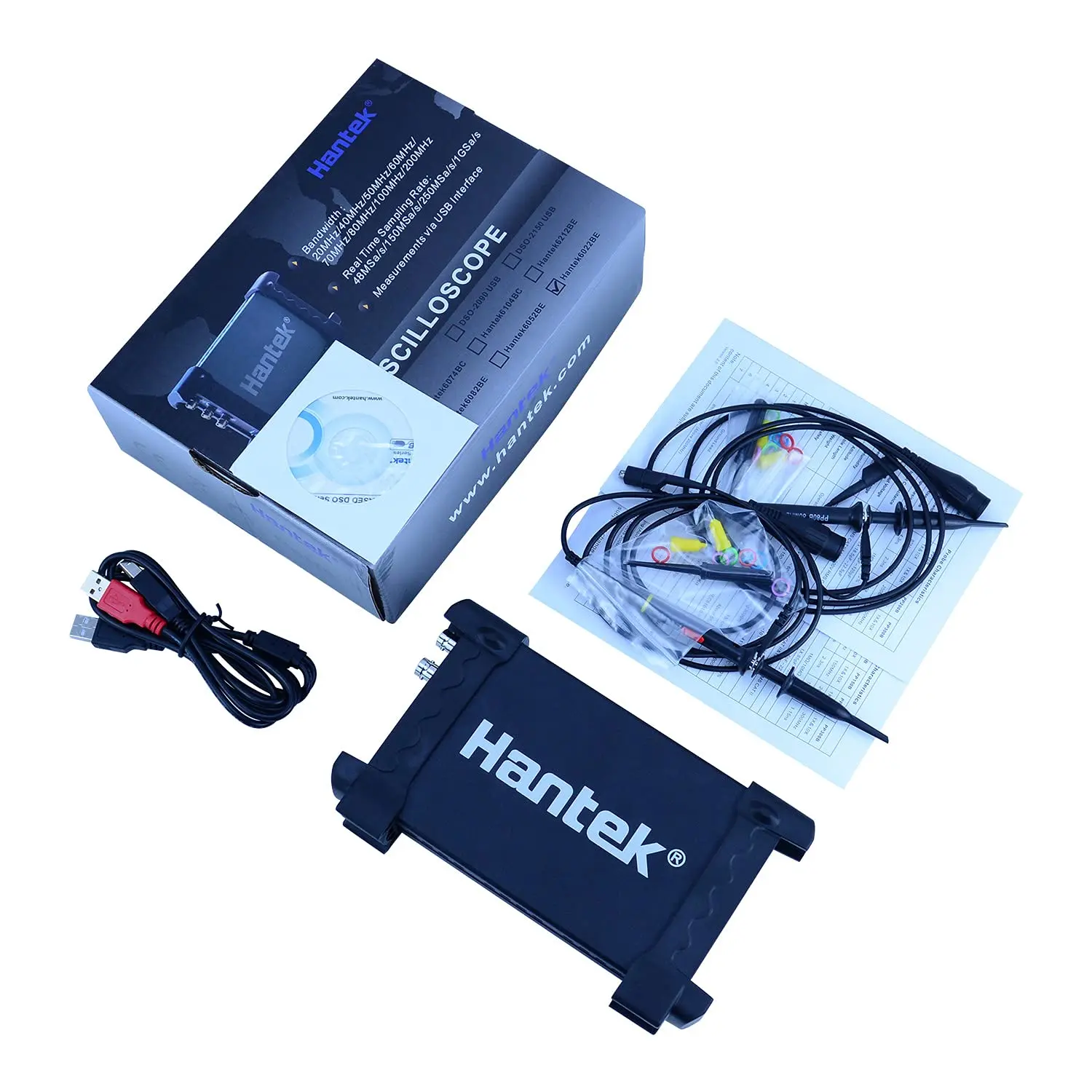 

Hantek 6022BE Laptop PC USB Digital Storage Virtual Oscilloscope 2 Channels 20Mhz Handheld Portable Osciloscopio