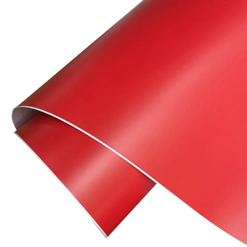 Matte Red Vinyl Wrap Roll with Air Release DIY Adhesive Car Decal Wrapping