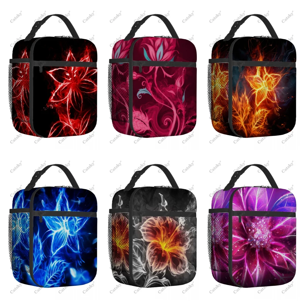 Flame Flower Portable aluminum foil thickened insulated lunch bag meal bag printed waterproof insulated lunch tote bags