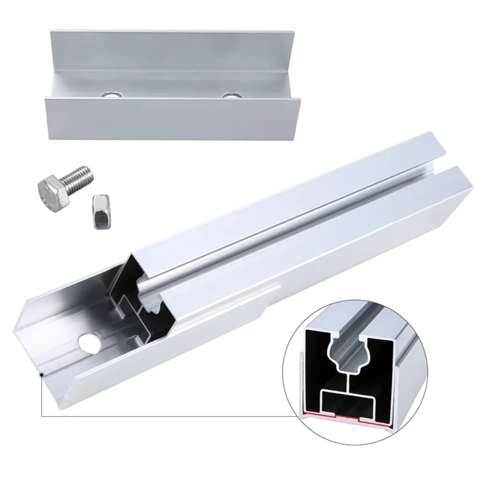 8pcs Solar Panel Bracket Connector Aluminium Alloy Rail Mount For Secure Outdoor Installation For Various Panel 120x41x30mm