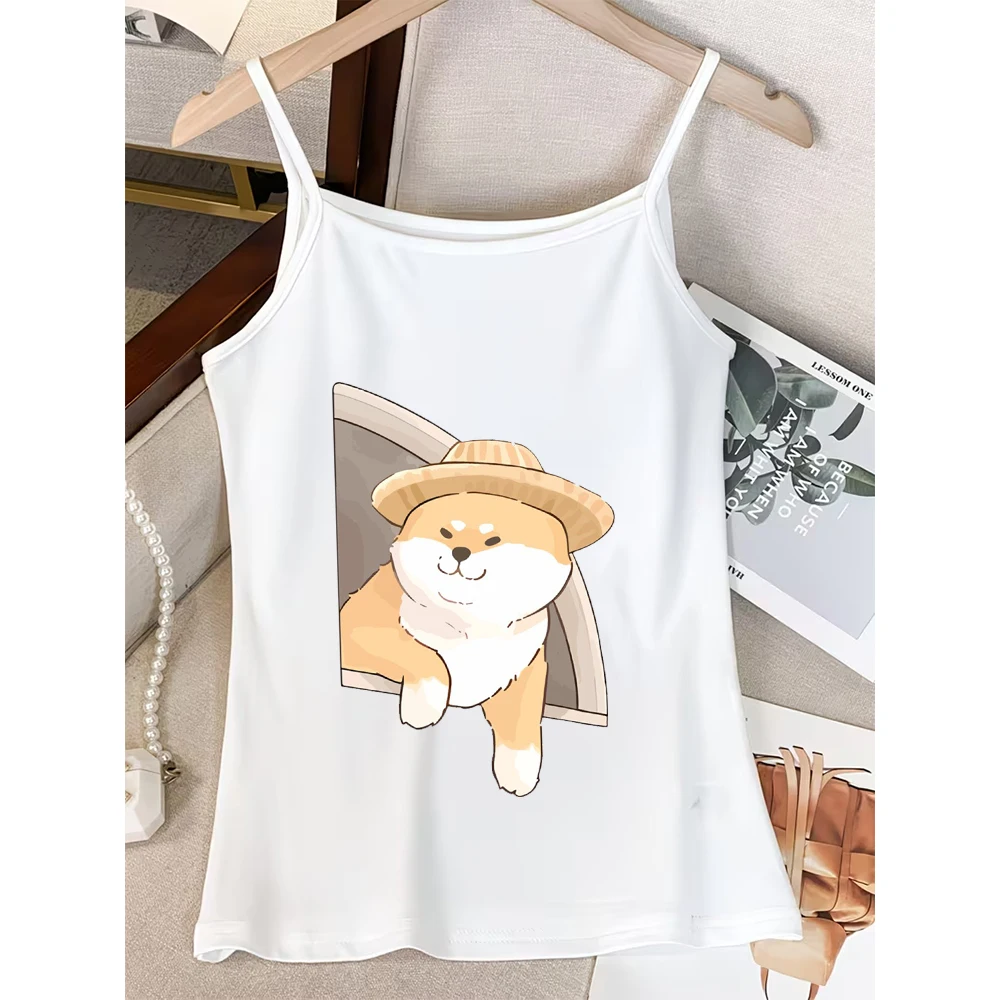 Pet Lover Corgi Print Camisole Women Dog Mom Graphic Tank Top Sleeveless Vest for Birthday Animal Fan Present Cute Daily Wear