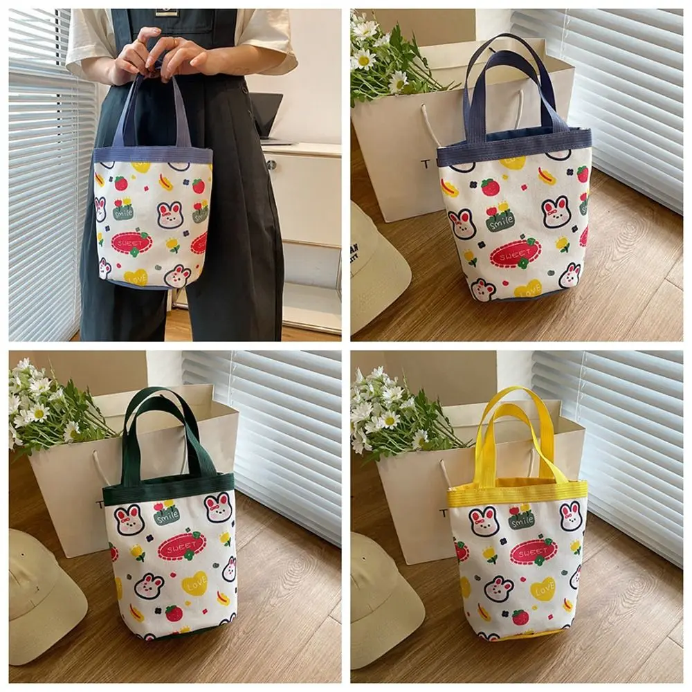 Tragbare Blume Leinwand Kaninchen Eimer Tasche Brief Herz Tier Handtasche All-Match große Kapazität Blume Lunch Bag im Freien