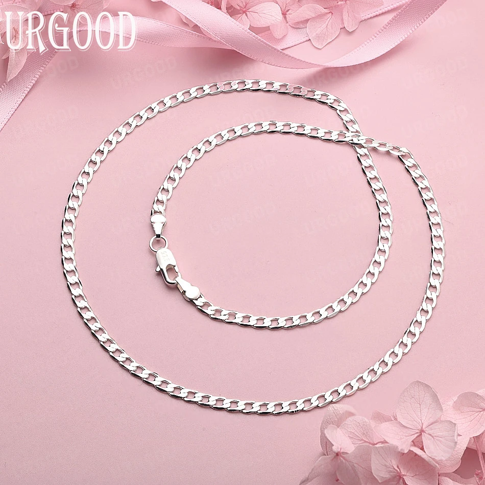 

Серебряное колье 925 пробы, 16-30 дюймов, 4 мм, с боковой цепочкой, для женщин и мужчин, для вечеринок, помолвок, свадеб, модные украшения