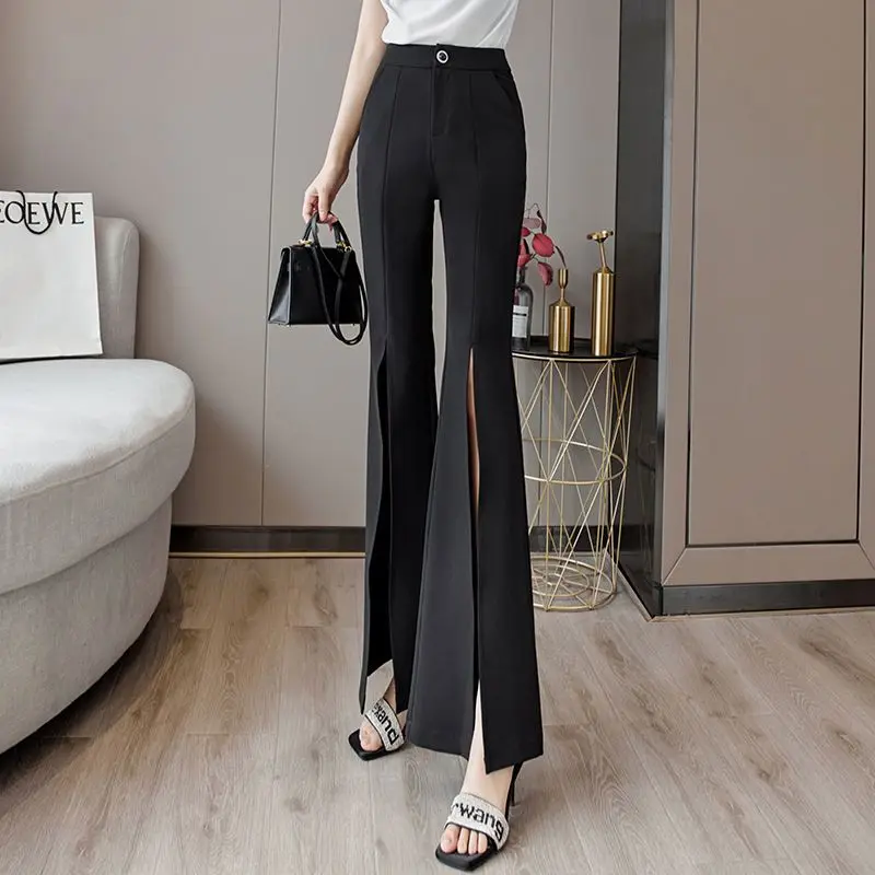 Pantalon blanc taille haute pour femmes, jambe droite, ample, amincissant, flocon de neige évasé, West, TT993