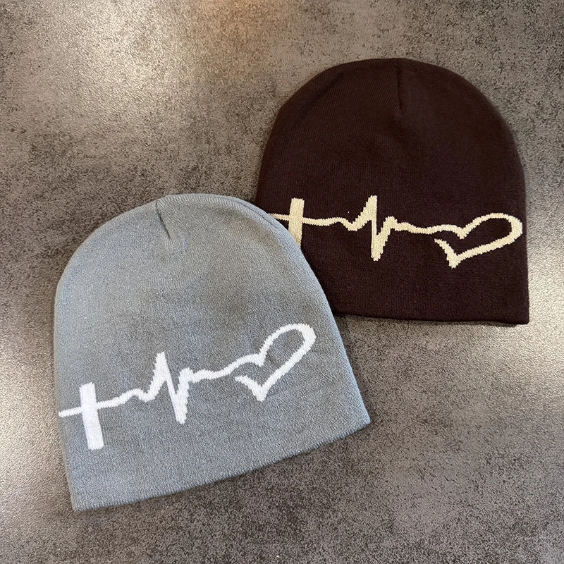 Y2K Print Strickmütze Herbst und Winter Straße neue Unisex warme persönliche vielseitige Mode Nischenmützen