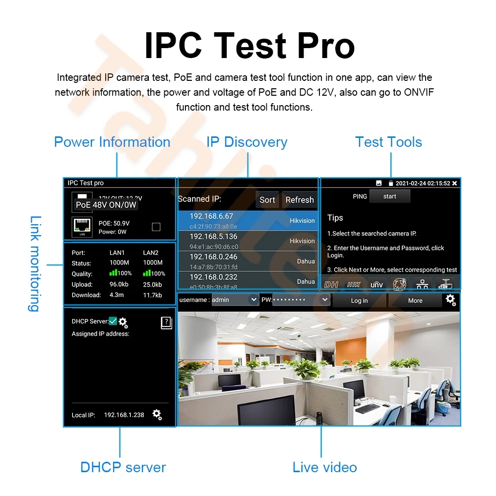 8K IP Camera Tester 8MP CVI TVI AHD Analog Camera Tester monitor VGA & HDMI Input Cable Tracer  Wifi PTZ UTP Cable Tester CCTV