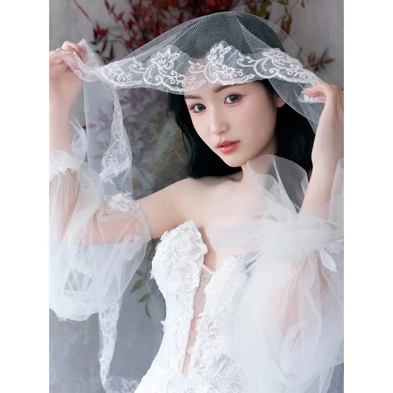 Veil lace bride wedding main dress fishtail wedding dress cover trailing women's high-end wedding