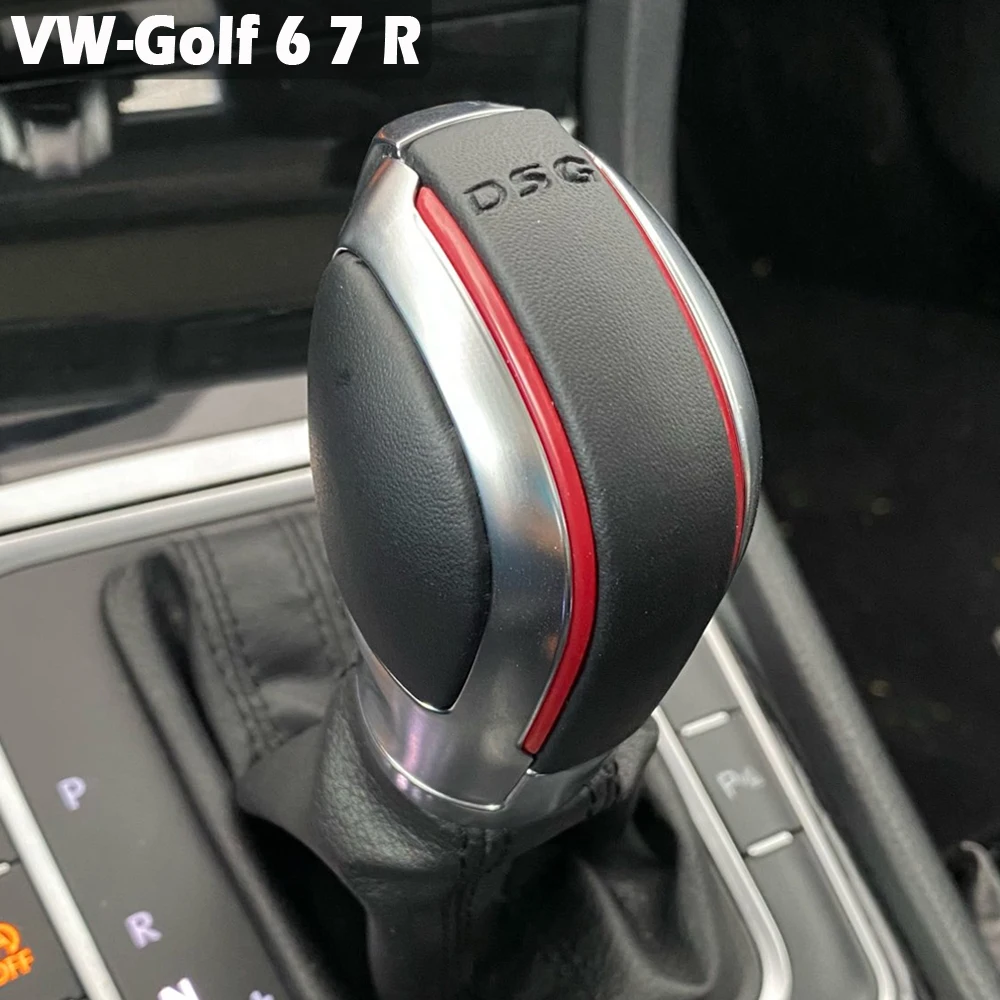 Nuevo con perilla de palanca de cambios de cuero, cubierta lateral de engranaje, emblema DSG para VW Golf 6 7 R GTI Passat B7 B8 CC R20 Jetta MK6 GLI, piezas de calidad para coche