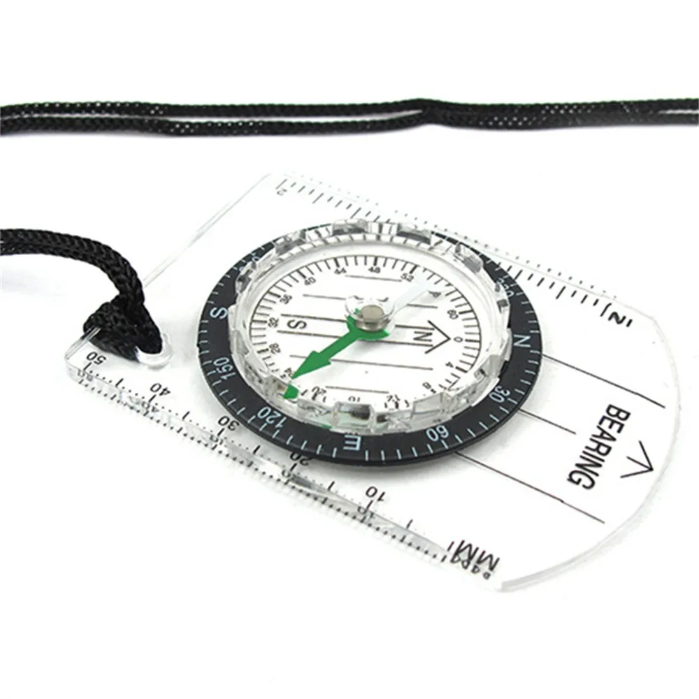 1pc Multifunction Ruler-Compass Outdoor Map Reading Scale Camping Hiking Fishing Backpacking Survival Compass-Accuracy Up To 1mm