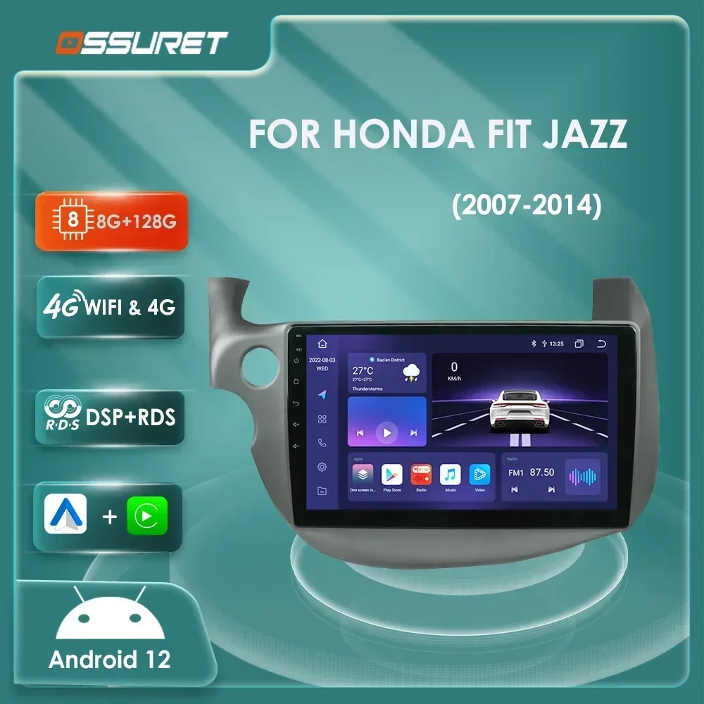 

For HONDA FIT JAZZ 2007-2014 Android Car radio multimedia Video player GPS navi Stereo Audio 2din 4G+WIFI Carplay 10.1"head Unit