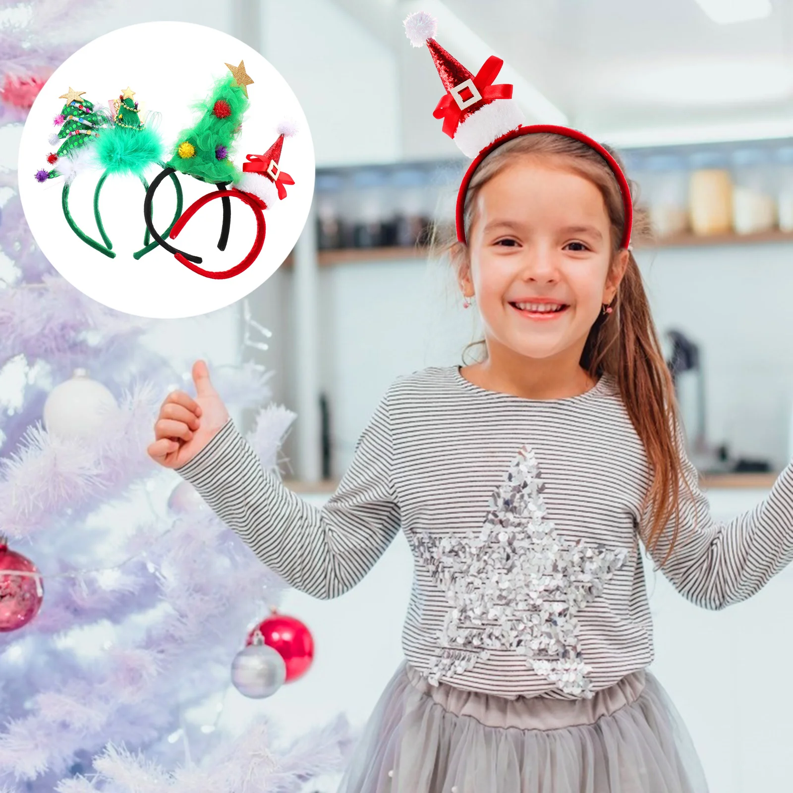 

4Pcs Christmas Hair Accessories Lightweight Nondeformation Great for Christmas and Holiday Parties Xmas Hair Hoop