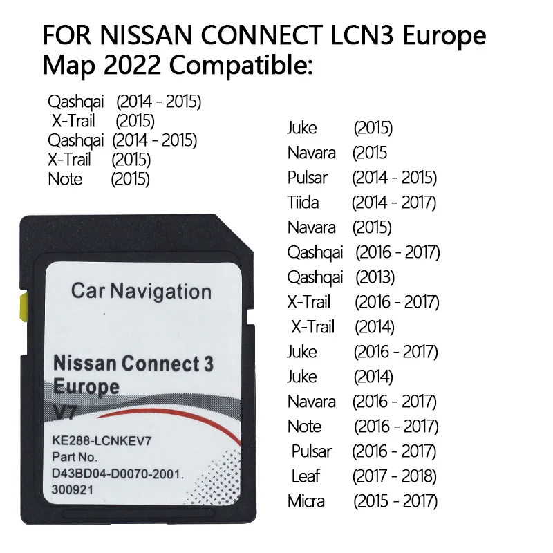 أحدث إصدار لنيسان أوروبا سيارة كونيكت 3 V7 بطاقة SD 16 جيجابايت Sat Nav بطاقة SD ربط 3 نظام تحديد المواقع والملاحة #2