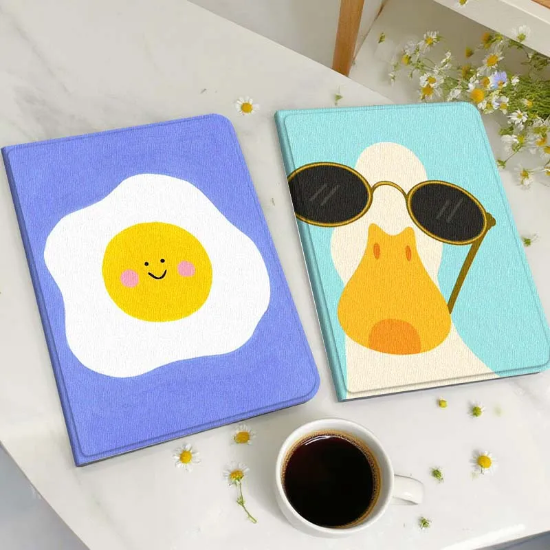 

Cartoon Fried Egg Art Gift Tablet Case For Huawei Honor MatePad MediaPad Air 5 6 7 11 V6 V7 V8 V9 X9 X8 T10 T10s C5e T5