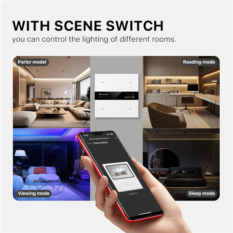 

A37T-3X Tuya Zigbee Smart Scene Switch Lighting Smart Control Scene Control Switch Panel Smart Socket 485 86 Box B