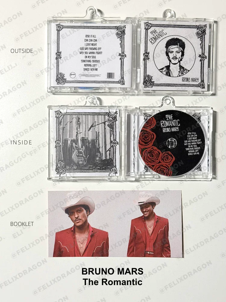 R&B Bruno Mars MINI CD NFC Music Keychain Play songs The Romantic Album On My Soul Keyring Cosplay Pendant Necklace Accessories view 5