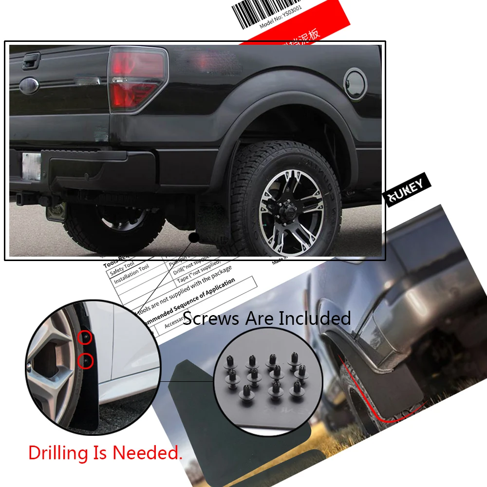 For GMC C/K Sierra Canyon 1500 2500 1500HD 5500HD 6500HD HD C3 Denali Mud Flaps Mudflaps Splash Guards Mudguards Fender Flares