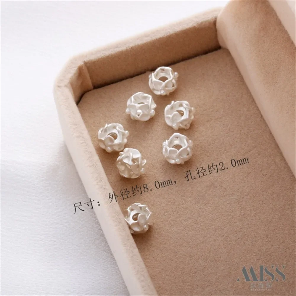 

18K Gold Color Matte Gold and Silver Cast Copper Three Five-leaf Flower Beads Spacer DIY Bracelet Necklace Jewelry Accessories