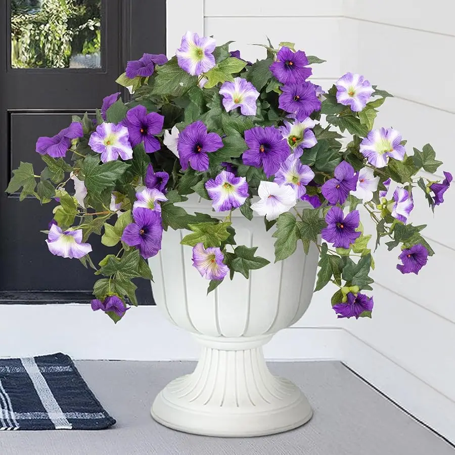 

Artificial Fake Flowers Plants for Outdoor Decoration, 2PCS Faux Petunias Silk Flower UV Resistant No Fade Floral for Home Outsi