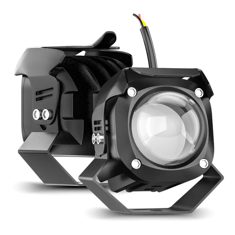Cross-Border Exclusive Big Eye Spotlight White Yellow Light LED Lens Far Near Integrated with Switch Modified Car Headlight Moto
