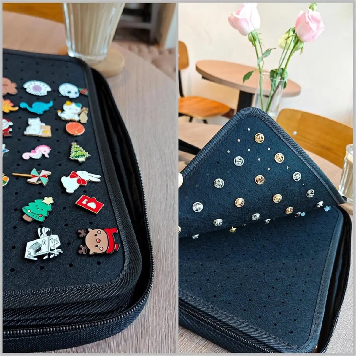 Multi-use Gear 6 Pages Pin Books for Collectors, Enamel Pin Display Pages Pin Carrying Case, Travel Brooch Pins Display Bag