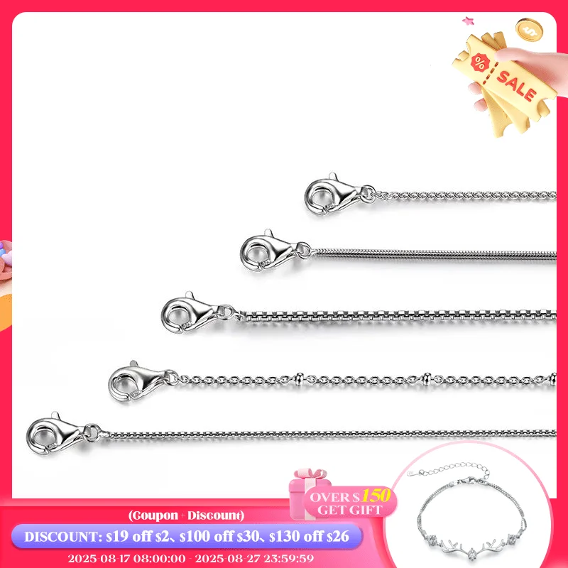 

ATTAGEMS Classic Basic Chain 100% 925 Solid Sterling Silver Necklace Chain 40cm 45cm 50cm Fine Jewelry Fashion Pendant Link