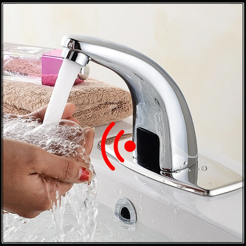 Touchless Bathroom Basin Faucet Smart Sensor Kitchen Sink Mixer Tap Smart High Tech Auto Faucet Vanity Human Faucet Infrared Tap