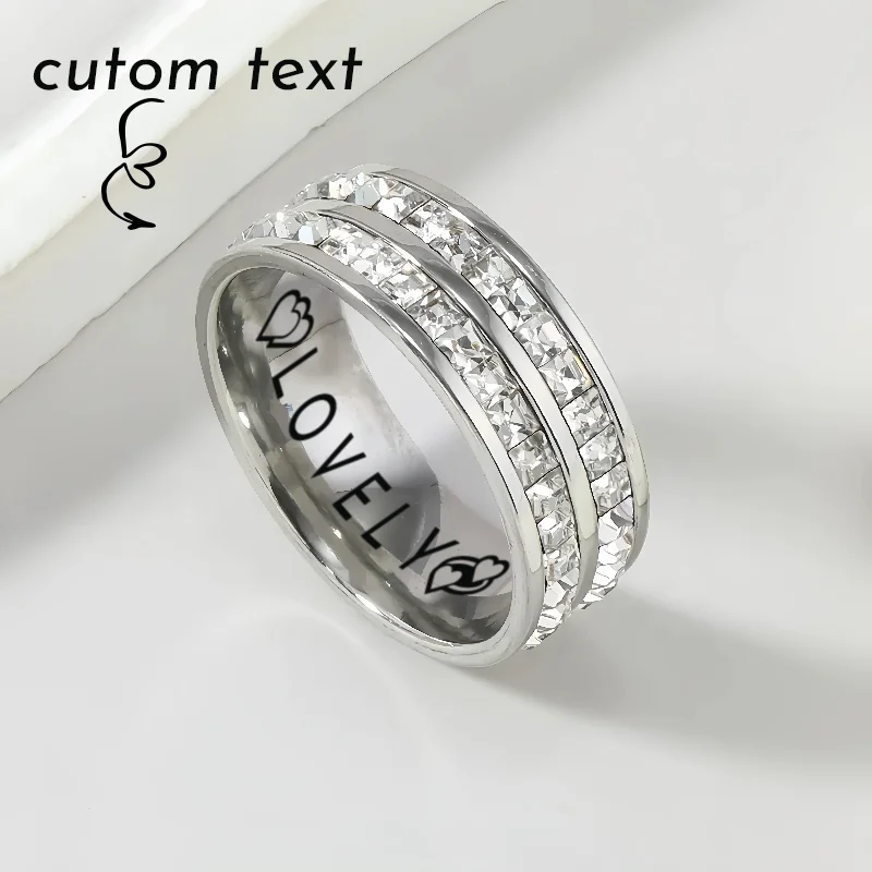 

1 pc Custom Double Layer Butterfly Frosting Ring Stainless Steel For Women Personalized Jewelry Birthday Gift Name Engrave