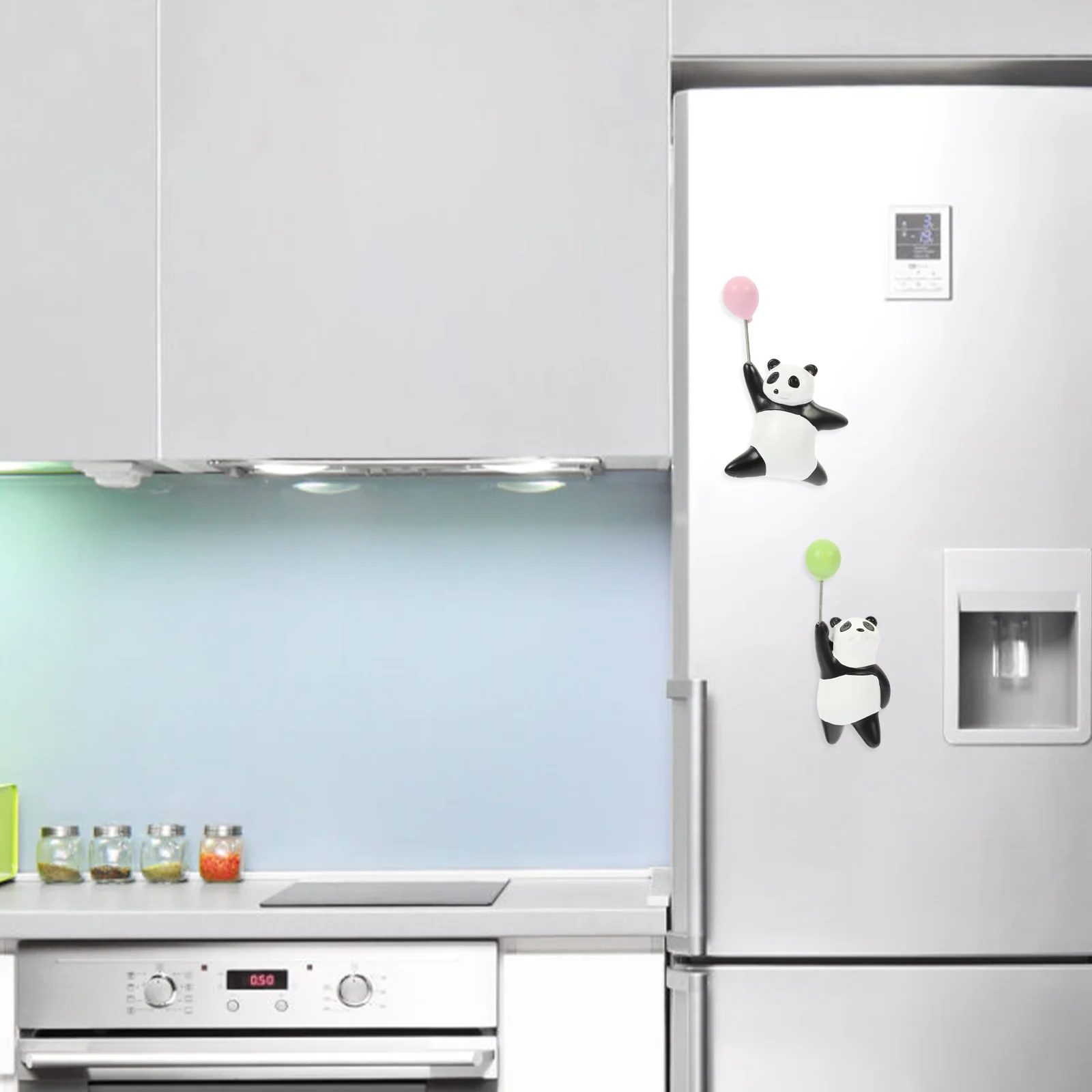 

2 Pcs Balloon Panda Refrigerator Stickers Household Decor Compact Fridge Magnet Accessory Lovely Magnets for 1-3 Multi-function