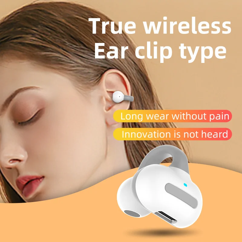 

New MS8 Bone Conduction Bluetooth Earphone Headset Single Ture Wireless Ear Clip Earring Hanging Ear Headphone For Sport Fitness