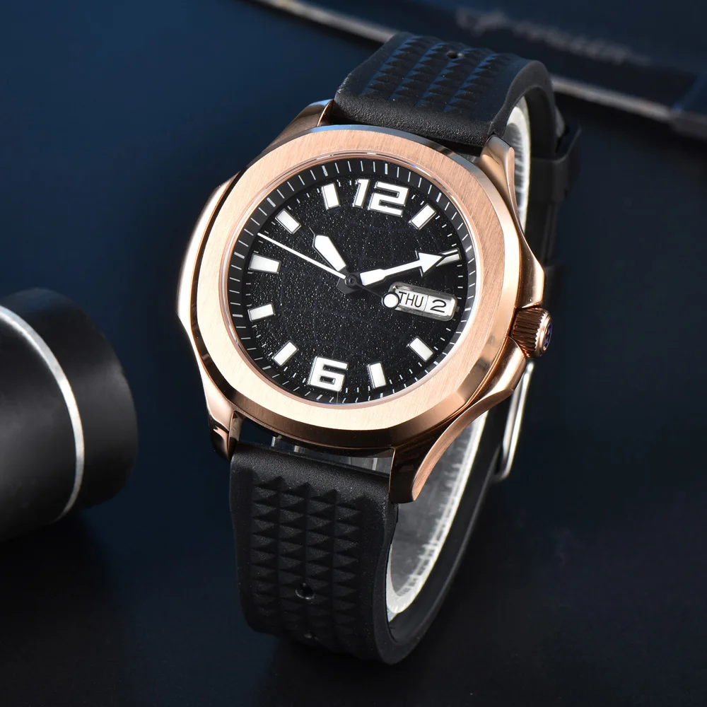 

Luxury Rose Gold Barrel Shape man watch Watch for Men NH36 Movement 42mm Automatic watch Large Dial Sapphire Crystal 316L case