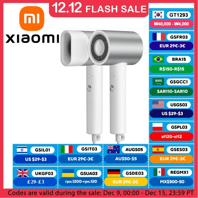 XIAOMI MIJIA H500 Water Ion Hair Dryer Professional Blow Hair Dryer Negative Ionic Blower Electric Dryer Diffuser Quick Dry Hair